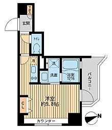 クリオ戸越銀座弐番館 9階ワンルームの間取り