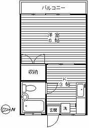 エル・ハイム 1Kの間取図画像