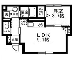 グランデュール信濃町 1階1LDKの間取り