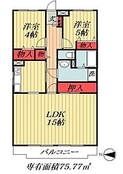 市川東レジデンス 2LDKの間取図画像