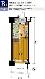 スカイコート池袋第7 3階1Kの間取り