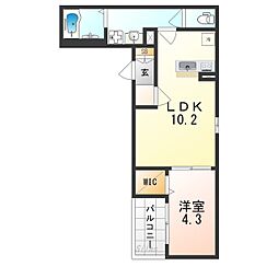 藤井寺市道明寺4丁目アパート 1LDKの間取図画像