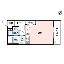 JR中央線 豊田駅 徒歩8分の賃貸アパート 3階ワンルームの間取り