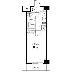 リガーレ浮間公園 3階1Kの間取り