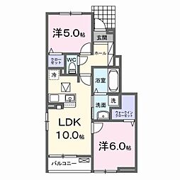 プラシード 2LDKの間取図画像