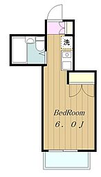 小田急小田原線 相模大野駅 徒歩6分の賃貸マンション 3階ワンルームの間取り