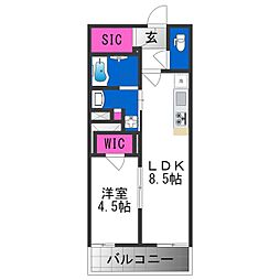 THEPHOERMETENNOJIEAST 1LDKの間取図画像