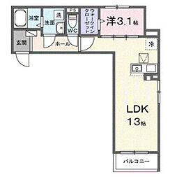 ヒカルサ志木 1LDKの間取図画像