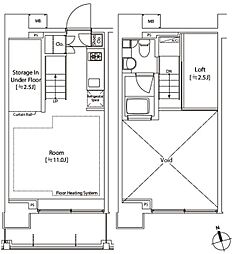 カスタリア中延 11階ワンルームの間取り