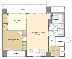 Belleviage Kinshicho 4階1SLDKの間取り