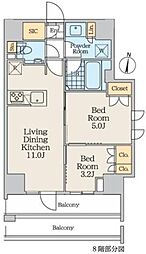 クレストコート中野富士見町 2LDKの間取図画像