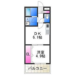TKアンバーコート浜寺II 1階1DKの間取り