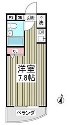ポルシェ的場 ワンルームの間取図画像