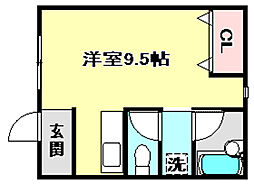 リドーヴェール ワンルームの間取図画像