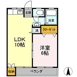 光マンション 1LDKの間取図画像