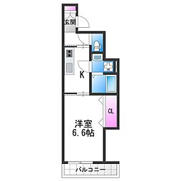 大阪市東住吉区西今川2丁目アパート 1Kの間取図画像