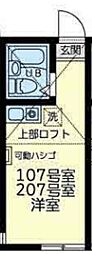 カーザ・ビアンカ ワンルームの間取図画像