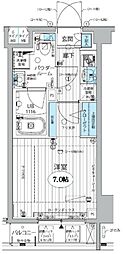 メインステージ三田アーバンスクエア 1Kの間取図画像