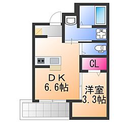 堺市堺区大浜北町2丁マンション 1DKの間取図画像