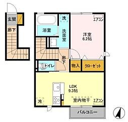 カーサエスペランサ 1LDKの間取図画像