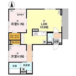 ウエスタンハイツ19 2LDKの間取図画像