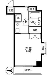シャンブル亀戸 4階1Kの間取り