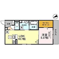 WEST GARDEN HILLS 1階1LDKの間取り