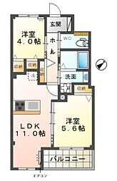 フォルトゥナ 2LDKの間取図画像