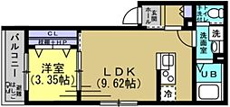 ウィズアールワン蘇我 1LDKの間取図画像