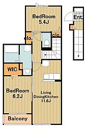 ボヌール・ド・コルザ 2LDKの間取図画像