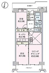 コーポレート草加旭町1号棟 2LDKの間取図画像