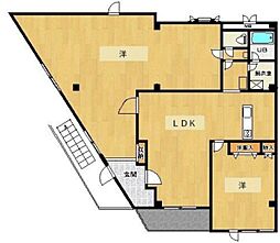 ヴィラ花見堂 3階2LDKの間取り