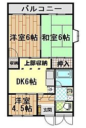 グリーンパーク田園19号 2階3DKの間取り
