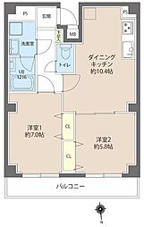 レオーネ秋葉原 7階2LDKの間取り