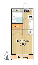 シャトル井上 1Kの間取図画像