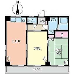 コスモAoi文京 4階2LDKの間取り