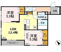 シャルムコート 2LDKの間取図画像