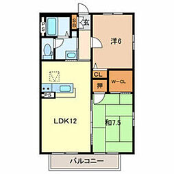 モナハイツ 2LDKの間取図画像