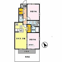 フェリッス関戸 1階2DKの間取り