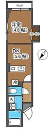 アウゼ大栄 1DKの間取図画像