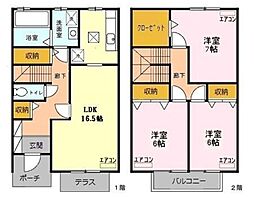 セーラム仙波B 3LDKの間取図画像
