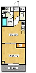 リリアーレ清水 1DKの間取図画像