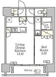 ジオエント白金台 6階1LDKの間取り