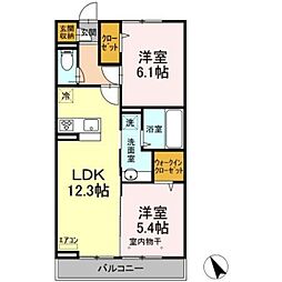 サントミー 3階2LDKの間取り