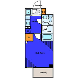 京急本線 鮫洲駅 徒歩4分の賃貸マンション 2階1Kの間取り