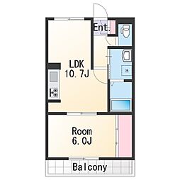 シャルマンフジ砂山 1階1LDKの間取り