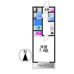 近鉄大阪線 長瀬駅 徒歩12分の賃貸マンション 5階1DKの間取り