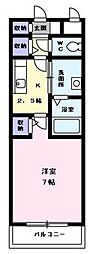 セモア中山 2階1Kの間取り