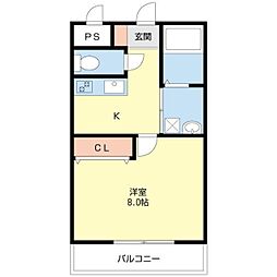 ヴィオラ大成 1階1Kの間取り