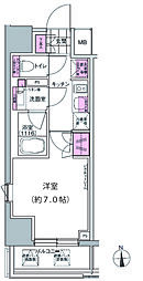 プレジリア東日本橋 1Kの間取図画像